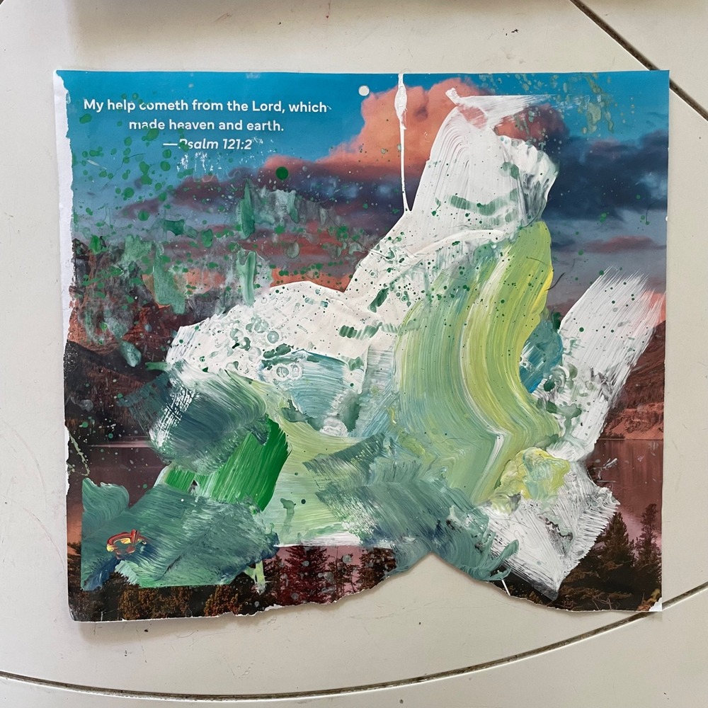 OMAN Original Abstract Spiritual Painting Psalm 121:2 Mixed Media Art 10x11